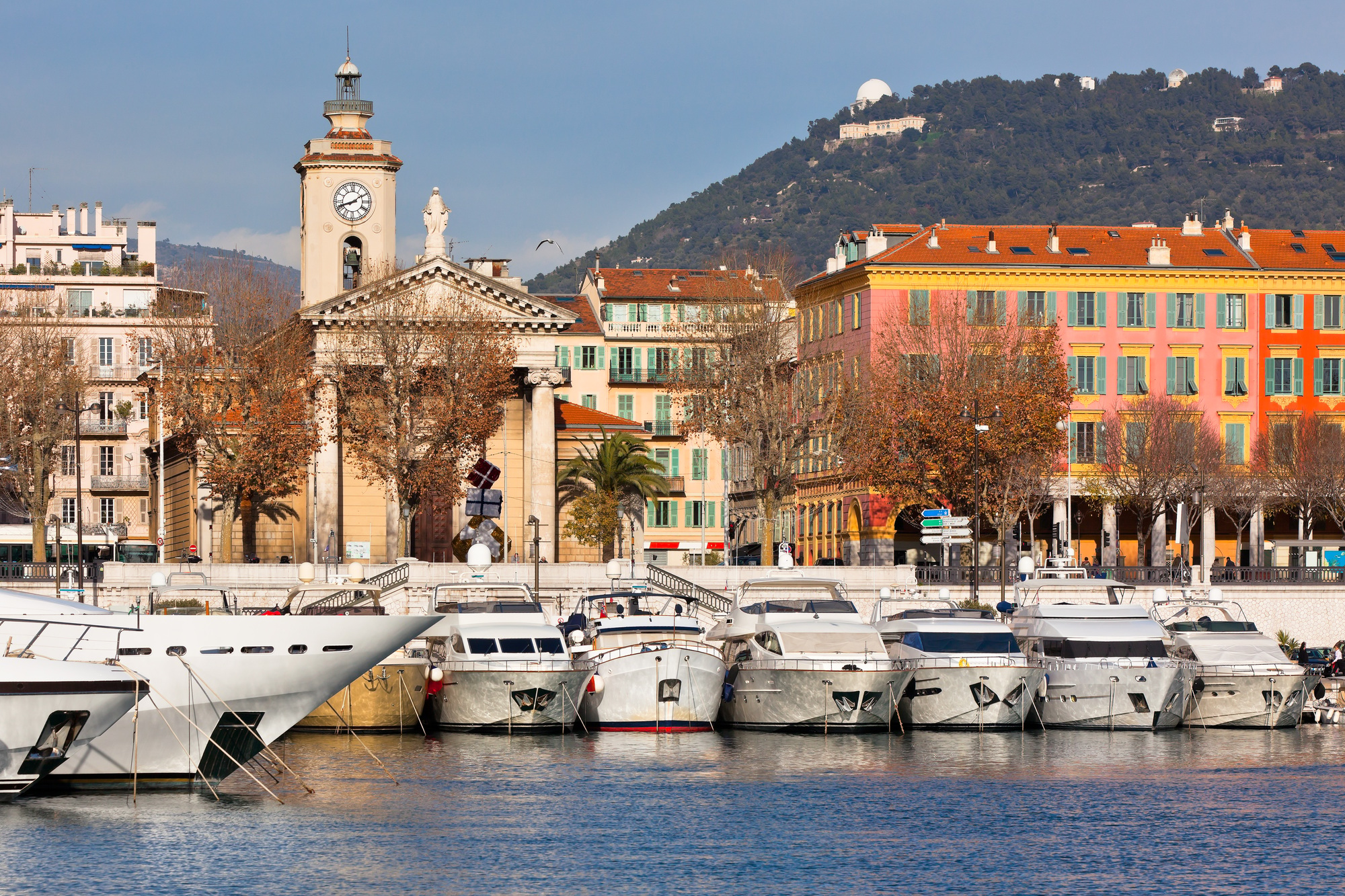 View on Port of Nice and Luxury Yachts, France